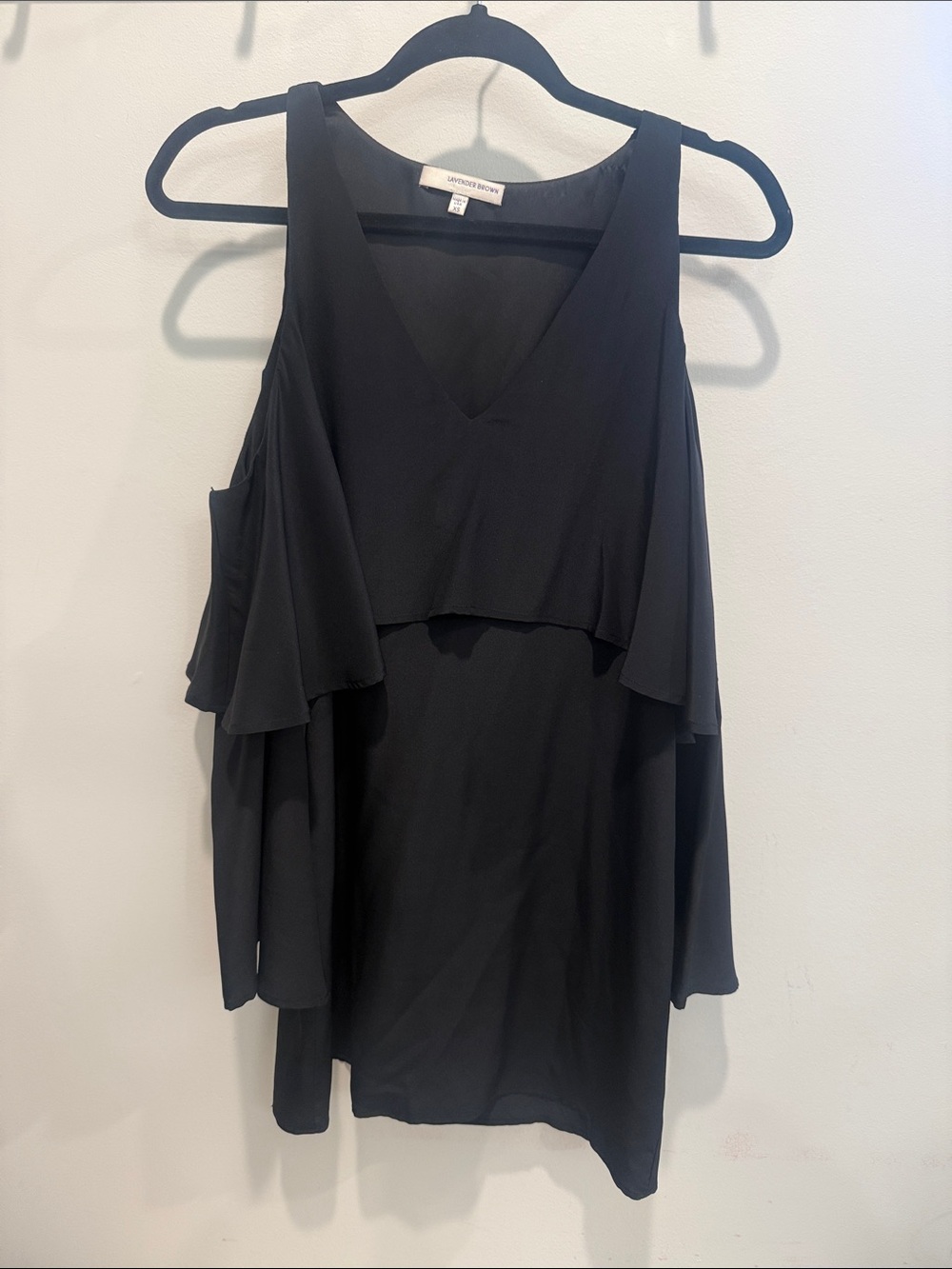 Lavender Brown Black Long-Sleeve Cold Shoulder Dress